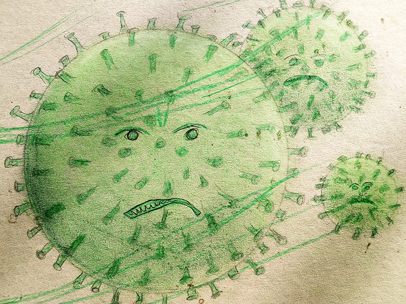 Zeichnung Corona Virus Usch Quednau